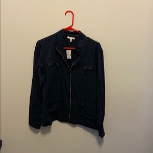 Linen navy zipper jacket xl Xlarge